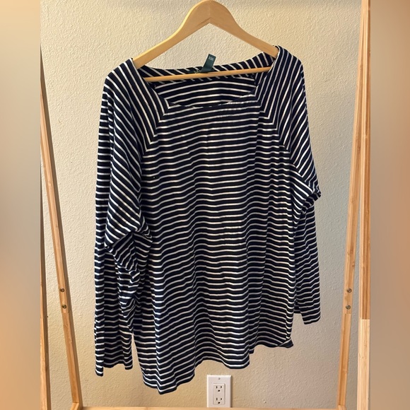 Tops - Ralph Lauren | Cotton Blend | Striped Long Sleeve Top | 3X Plus